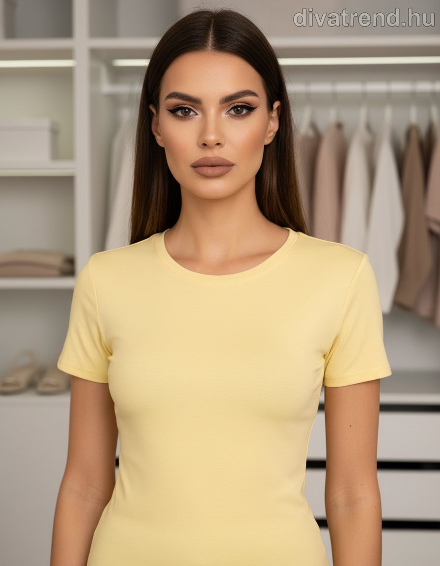 sárga női pamut póló