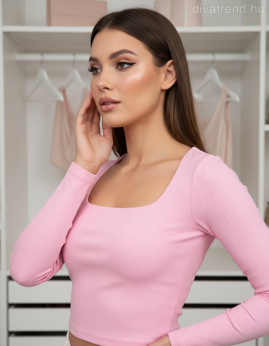 pinklight női bordás felső hosszú ujjú