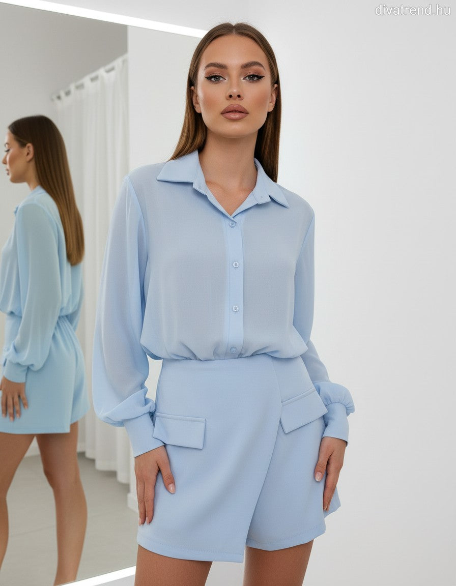 kék világos overál ruha mini
