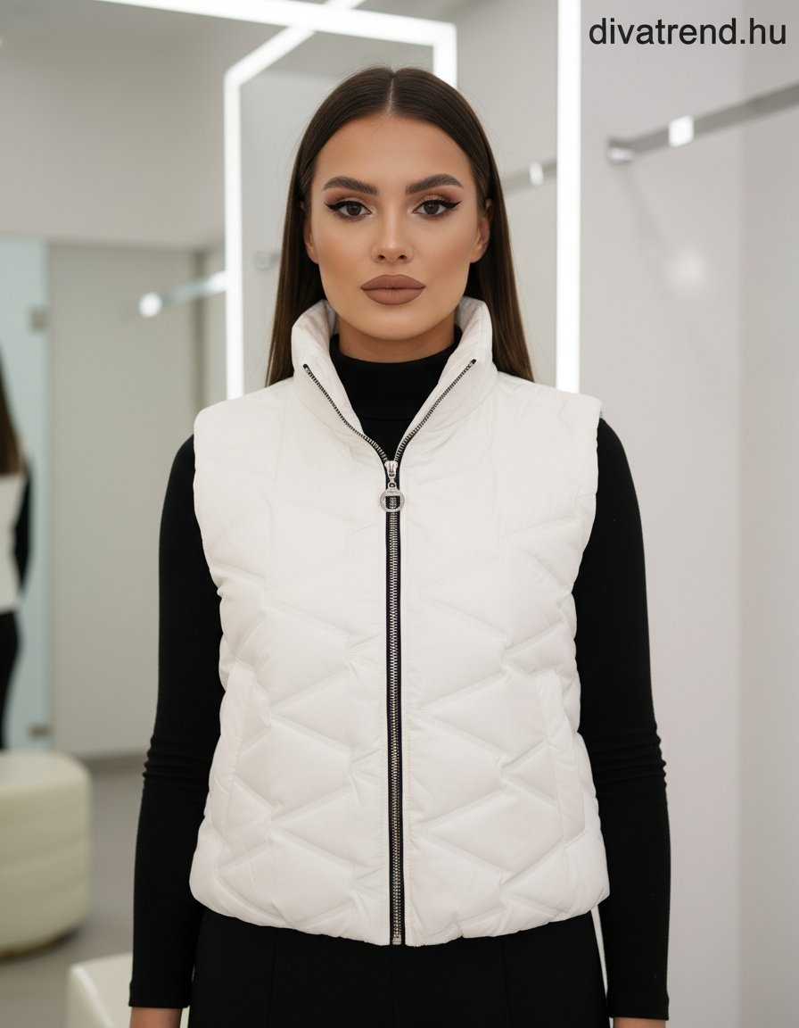 fehér steppelt mellény