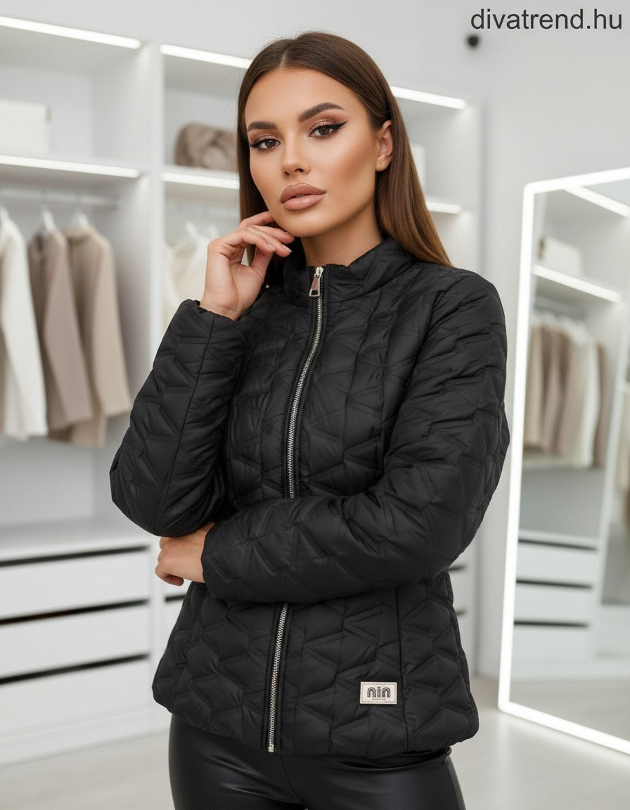 fekete steppelt kabát