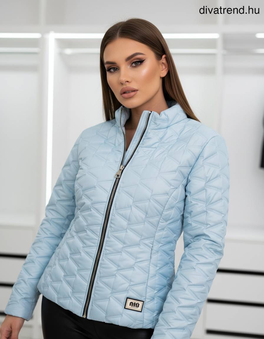 kék steppelt kabát