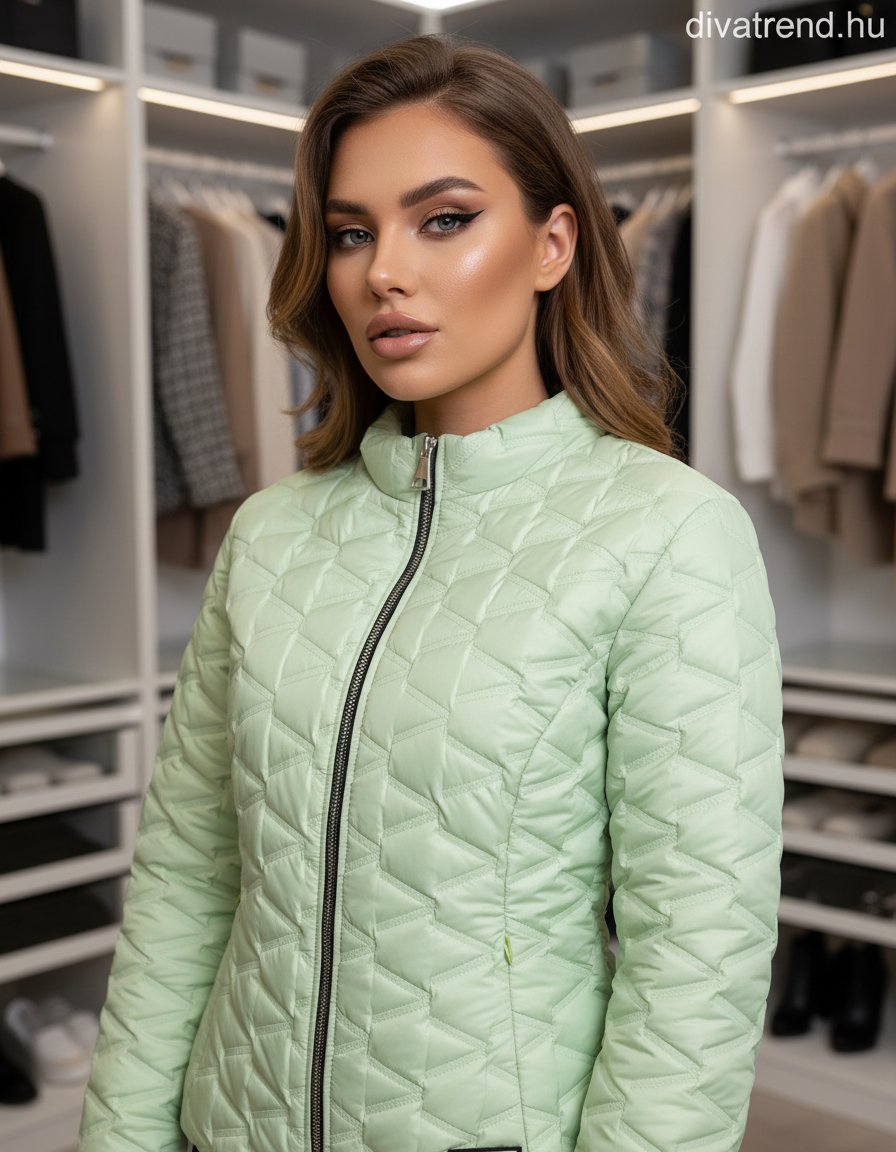 zöld steppelt kabát