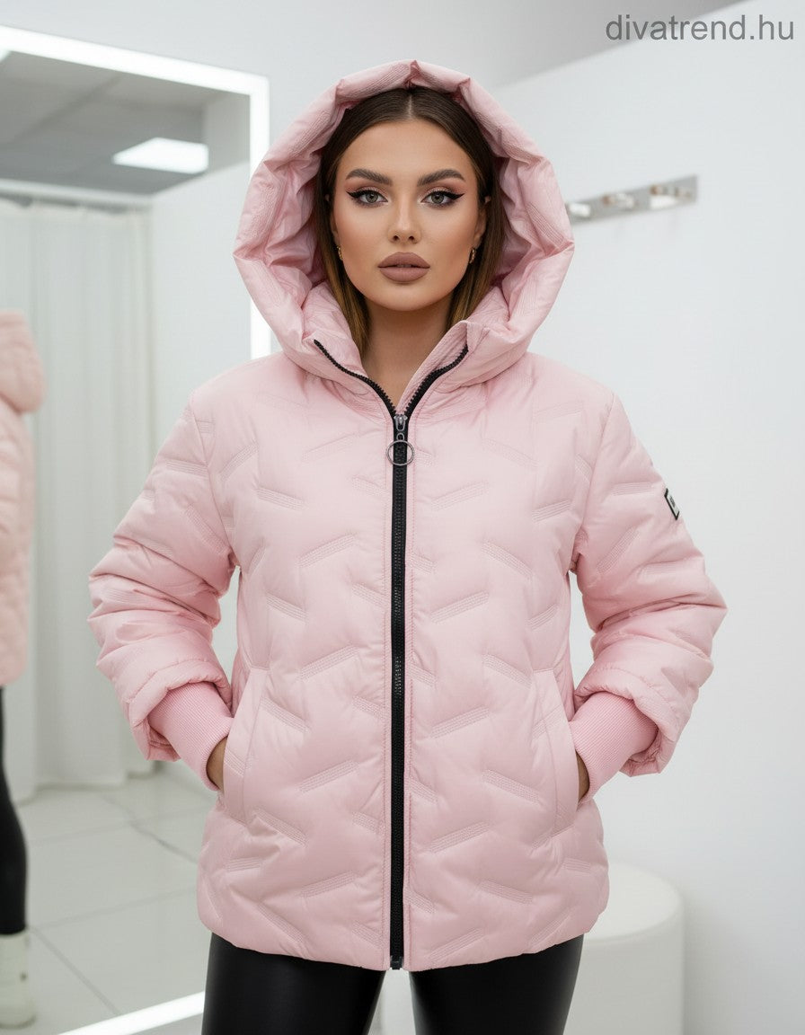 pink steppelt kabát kapucnis