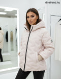 bézs közép steppelt kabát kapucnis