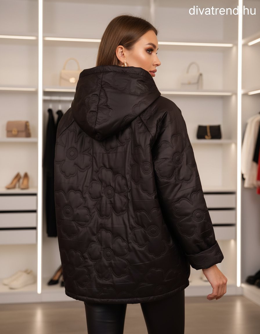 steppelt kabát kapucnis, virágmintás hátulról