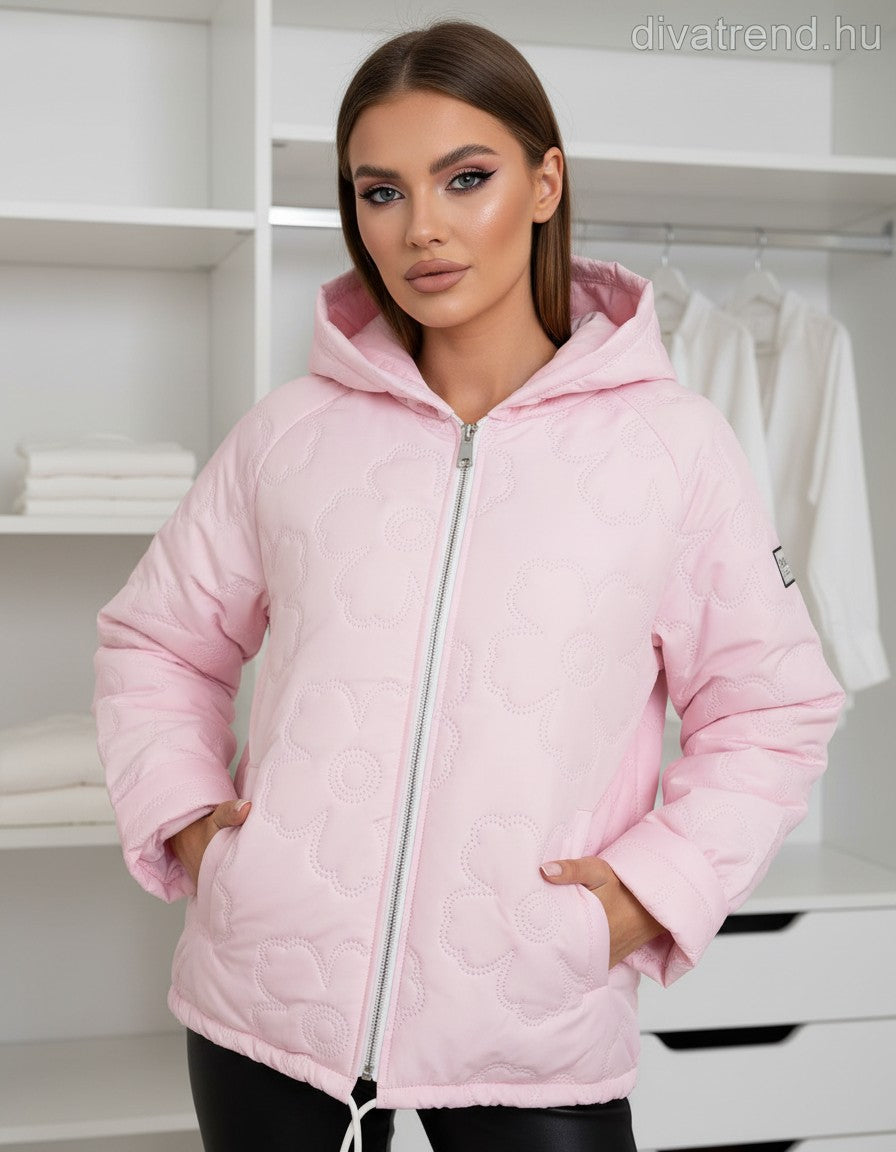 pinklight steppelt kabát kapucnis, virágmintás