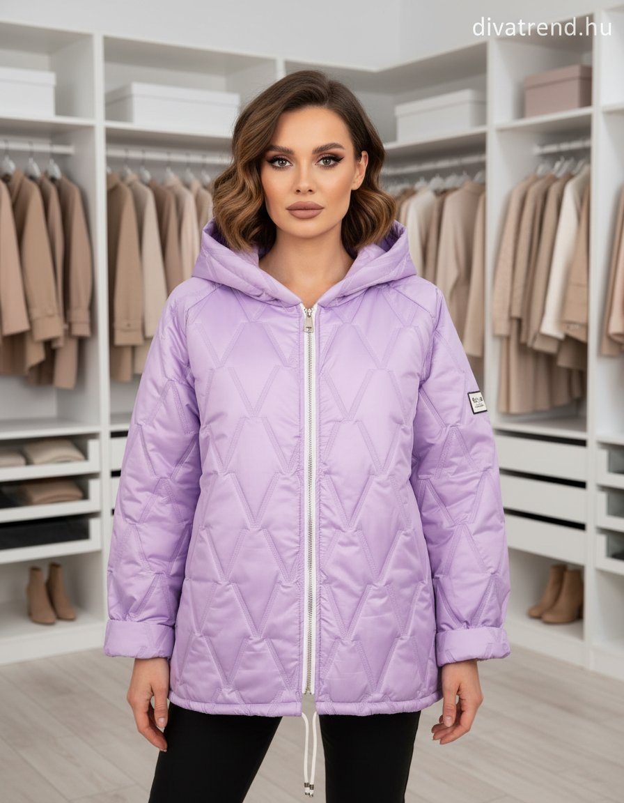 olasz női mintás átmeneti kabát hosszú ujjú kerek nyakú