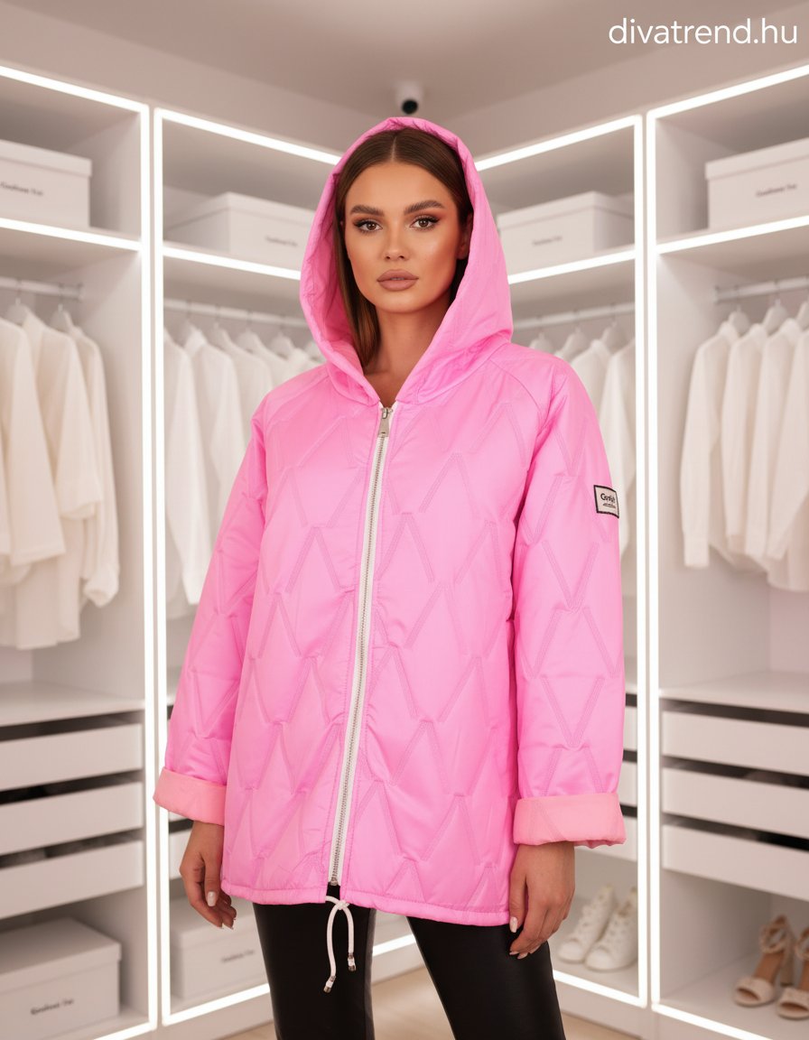 olasz női mintás átmeneti kabát hosszú ujjú kerek nyakú