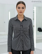 fekete fehér női csíkos szatén ing