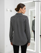 női csíkos szatén ing hátulról