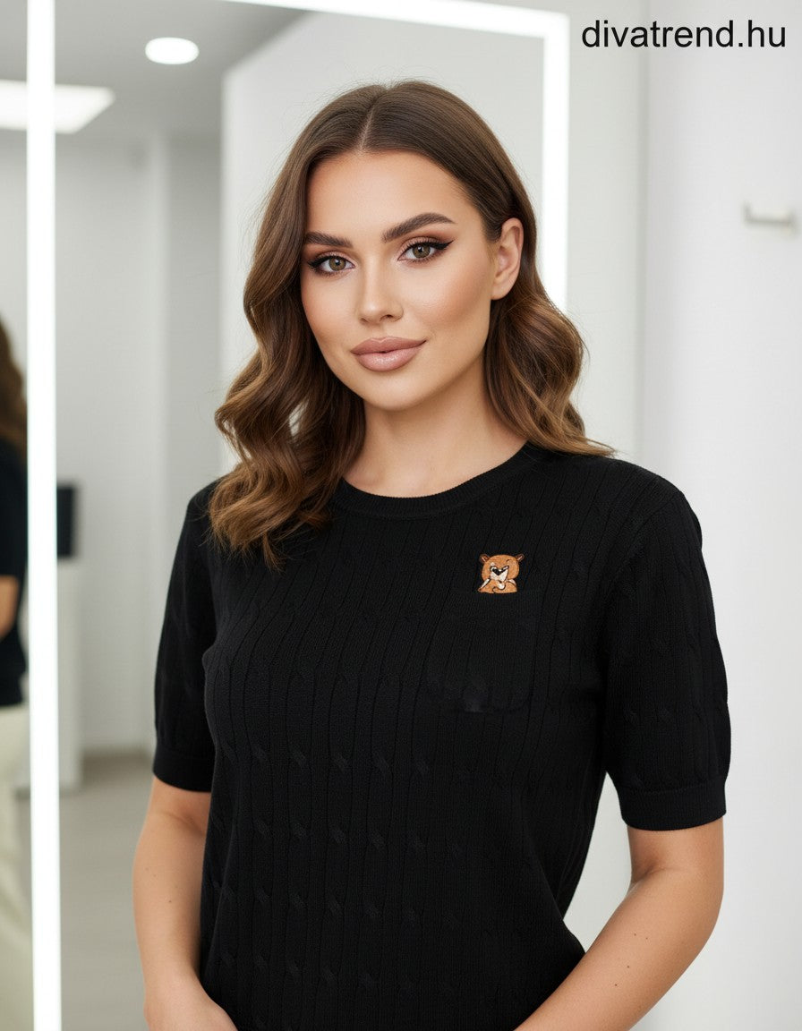fekete női kötött póló Teddy Bear