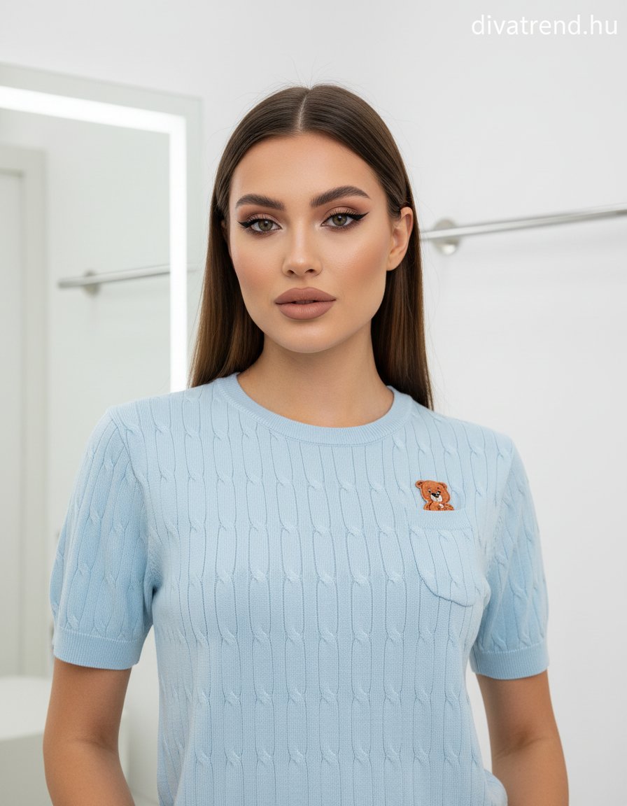 kék női kötött póló Teddy Bear
