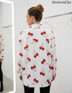 női hosszú ujjú pamut ing cseresznye mintával hátulról