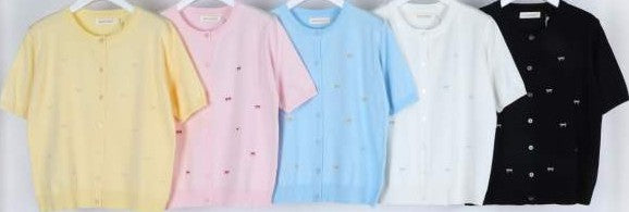  kötött kardigán rövid ujjú masnikkal színvariánsok