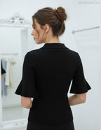 női kötött póló galléros hátulról