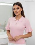 pink női kötött póló galléros
