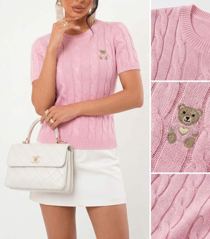 pink női kötött póló Teddy Bear