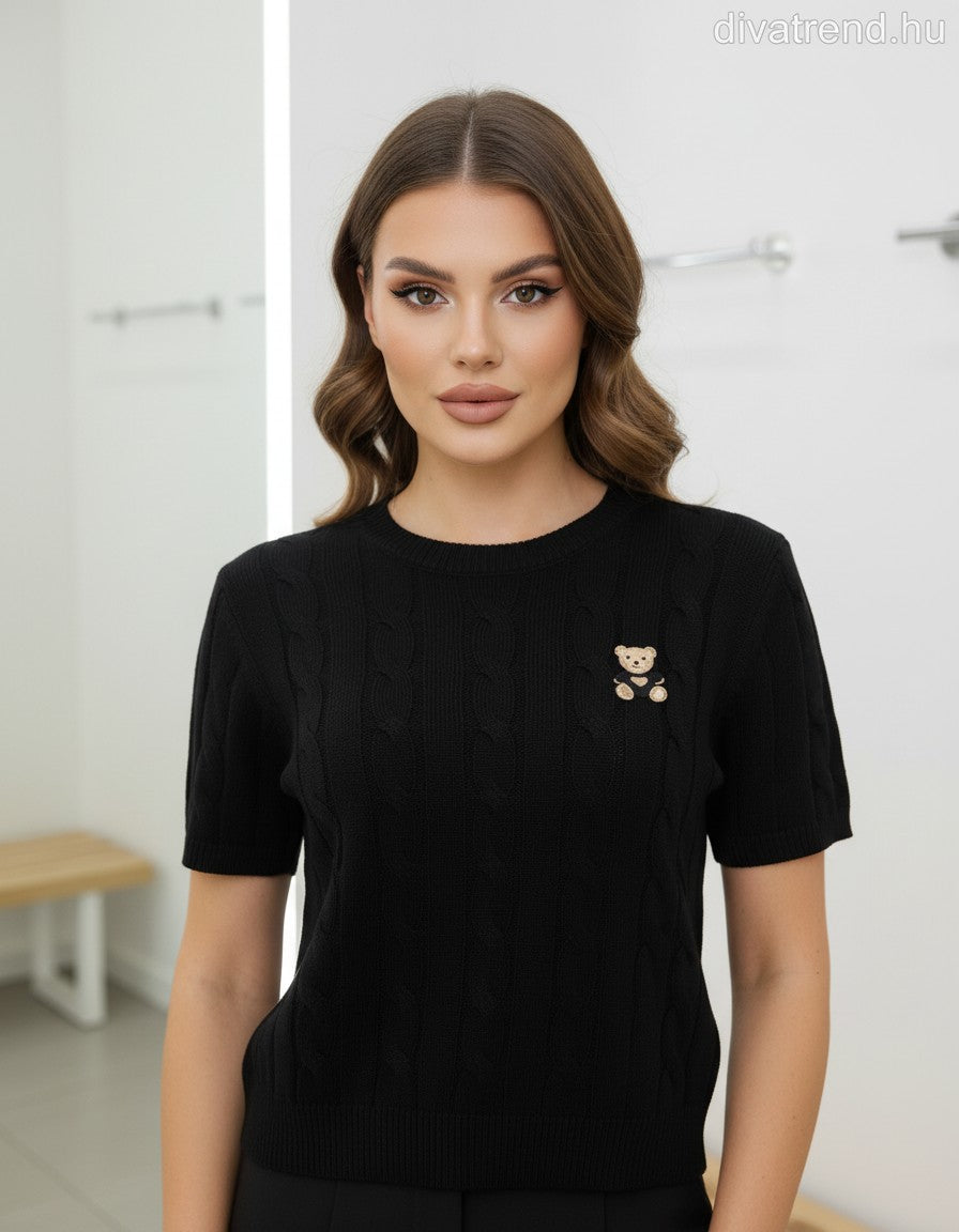 fekete női kötött póló Teddy Bear
