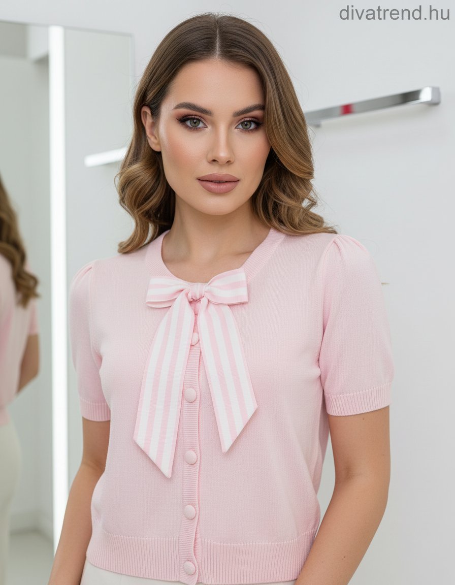 pink női kötött kardigán masnival