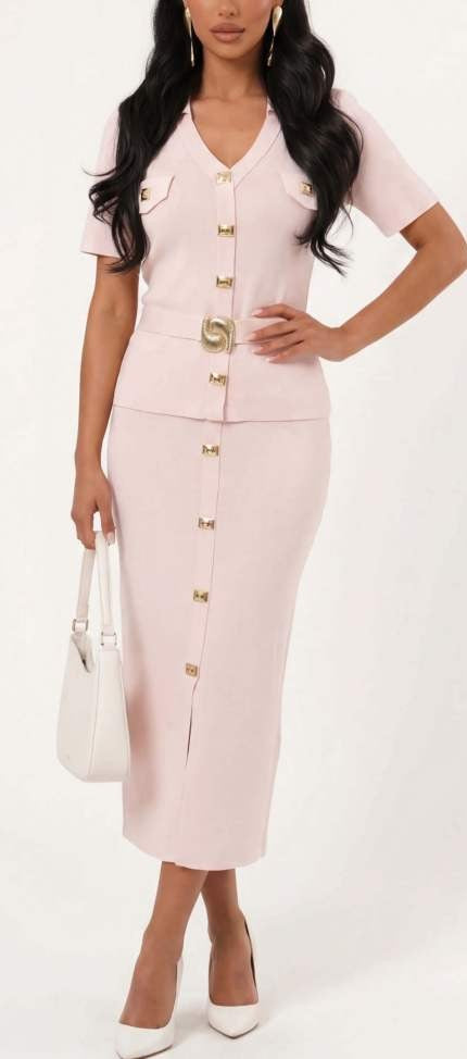 pink elegáns kötött szett