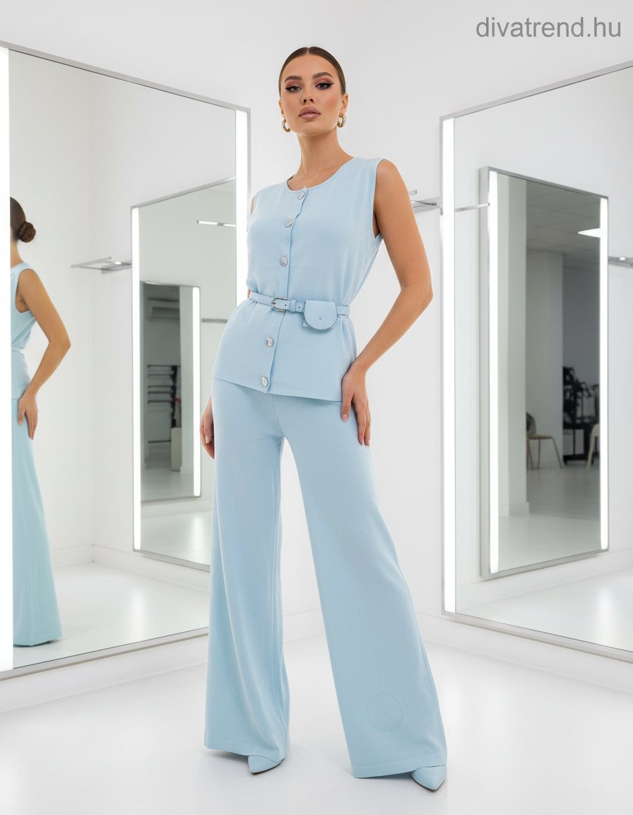 kék elegáns kötött szett