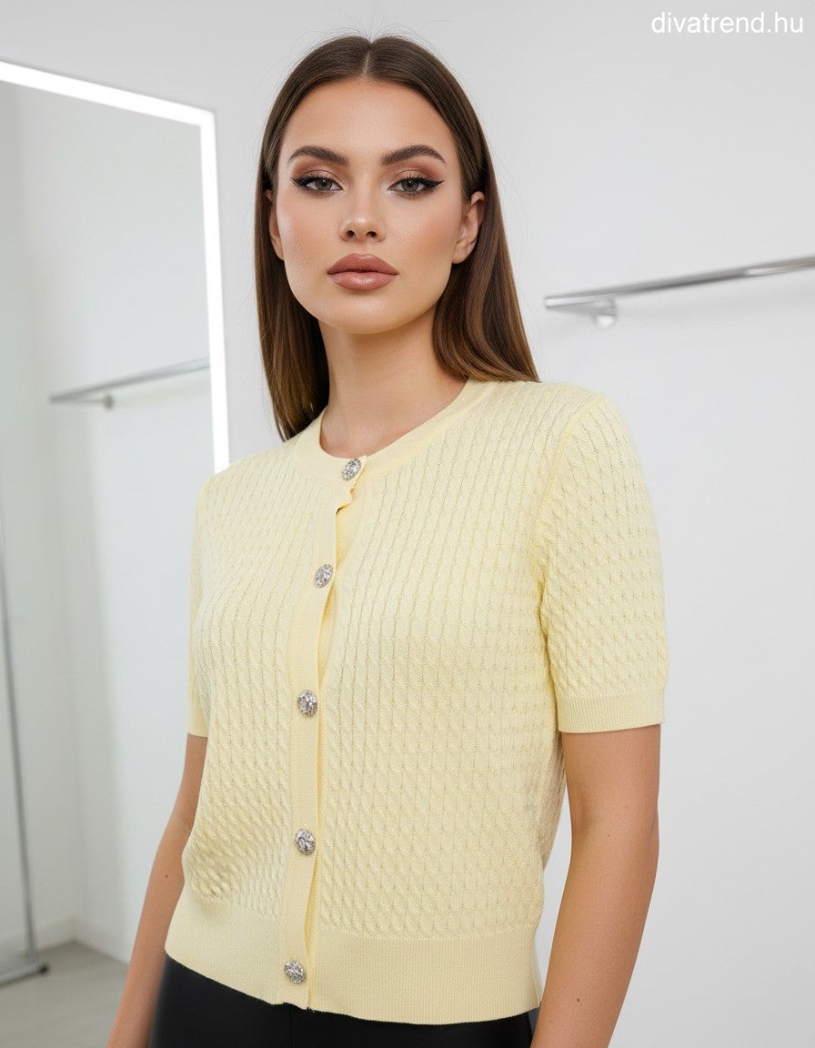 sárga női kötött kardigán