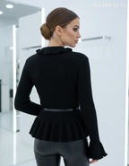 kötött kardigán fodros, bordázott hátulról