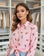 pink női ing kutyás minta