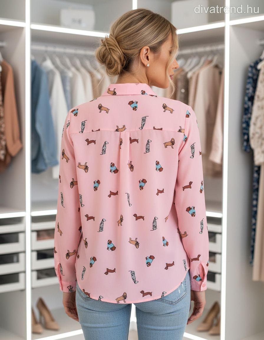 női ing kutyás minta hátulról