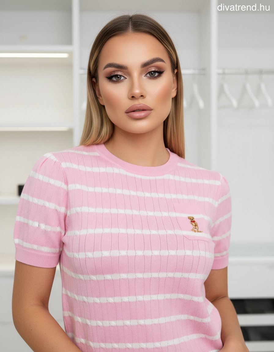 pinklight női kötött póló Teddy Bear csíkos