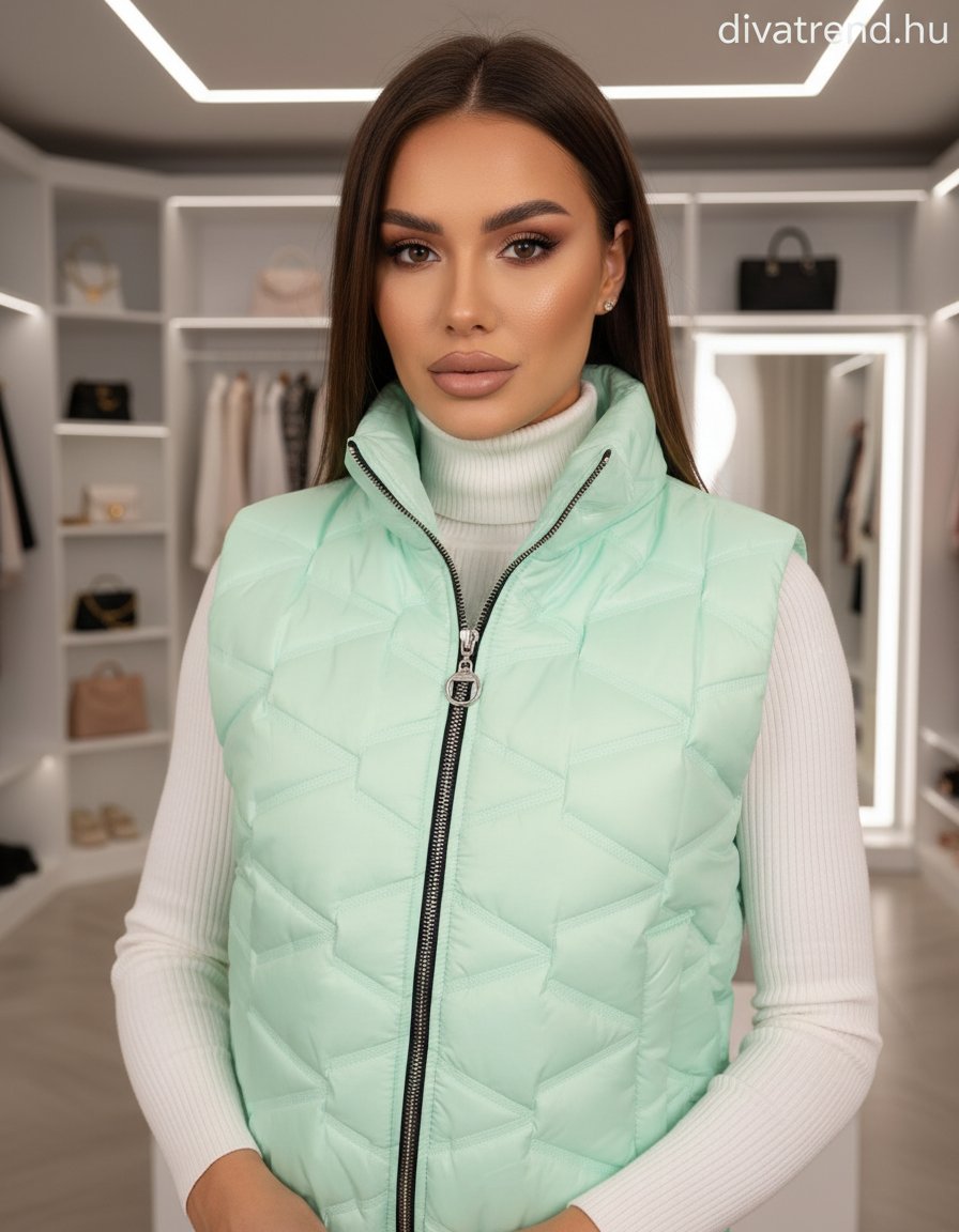 zöld világos steppelt mellény