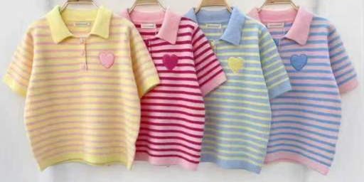 női kötött póló csíkos, szívvel színvariánsok