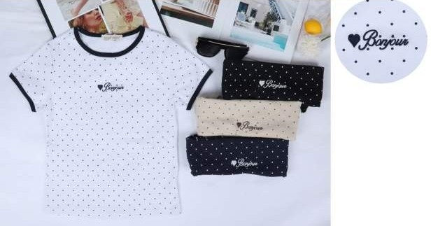 női pamut póló pöttyös Bonjour színvariánsok