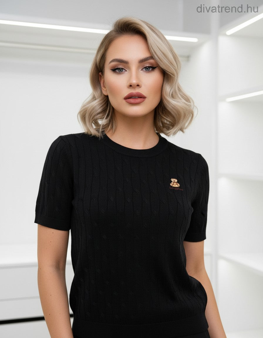 fekete női kötött póló Teddy Bear