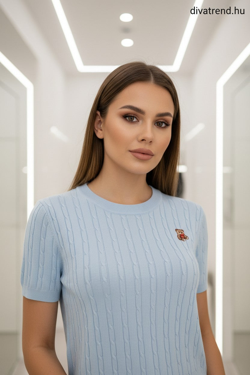 kék női kötött póló Teddy Bear