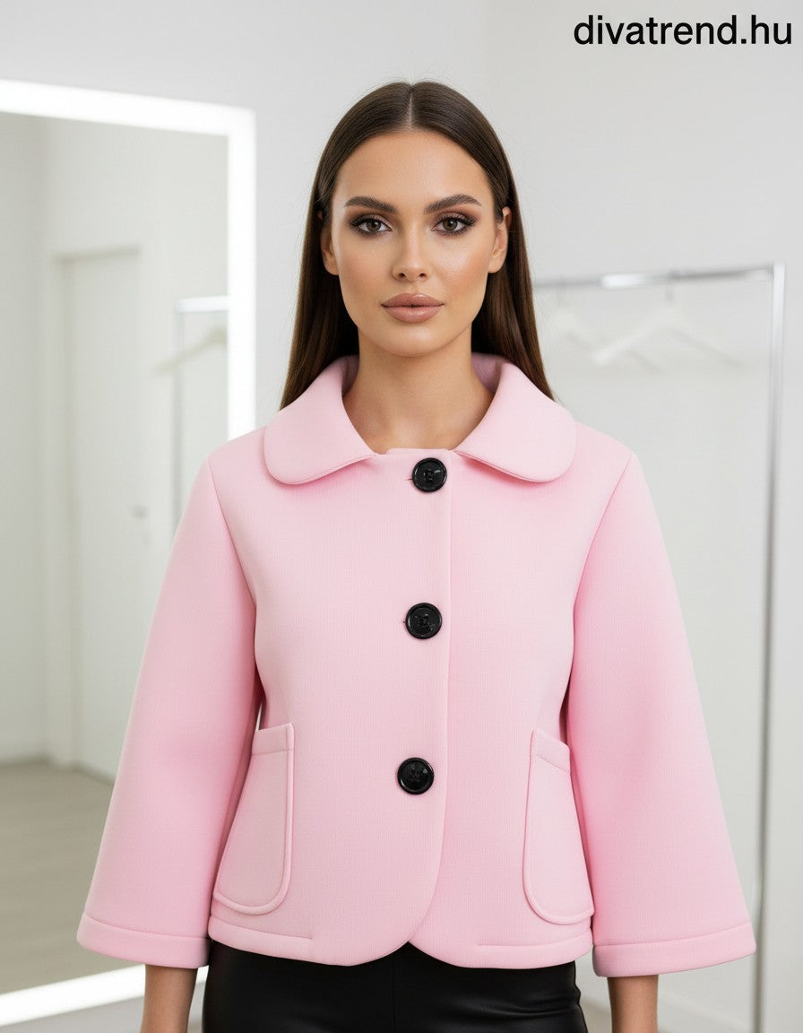 pinklight női rövid kabát scuba anyagból