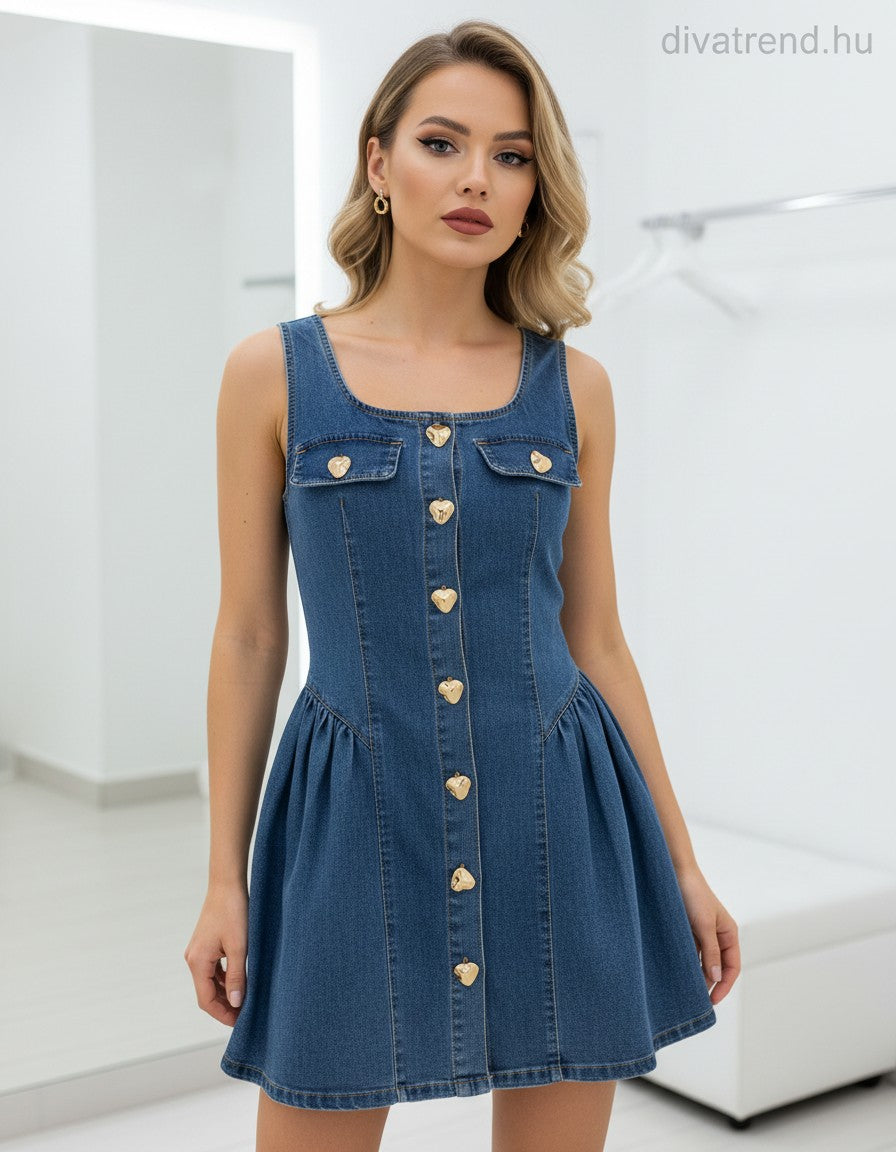 kék mini farmerruha