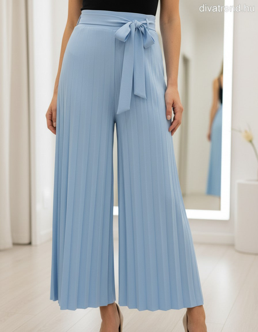 kék világos bő szárú nadrág, pliszírozott
