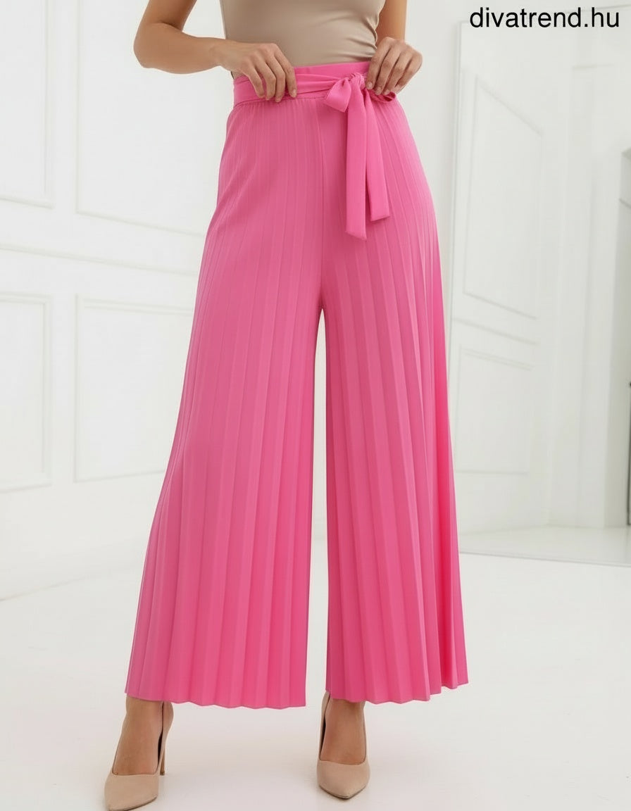 pink bő szárú nadrág, pliszírozott