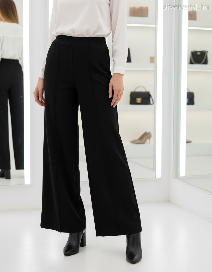 fekete bő szárú pamut nadrág