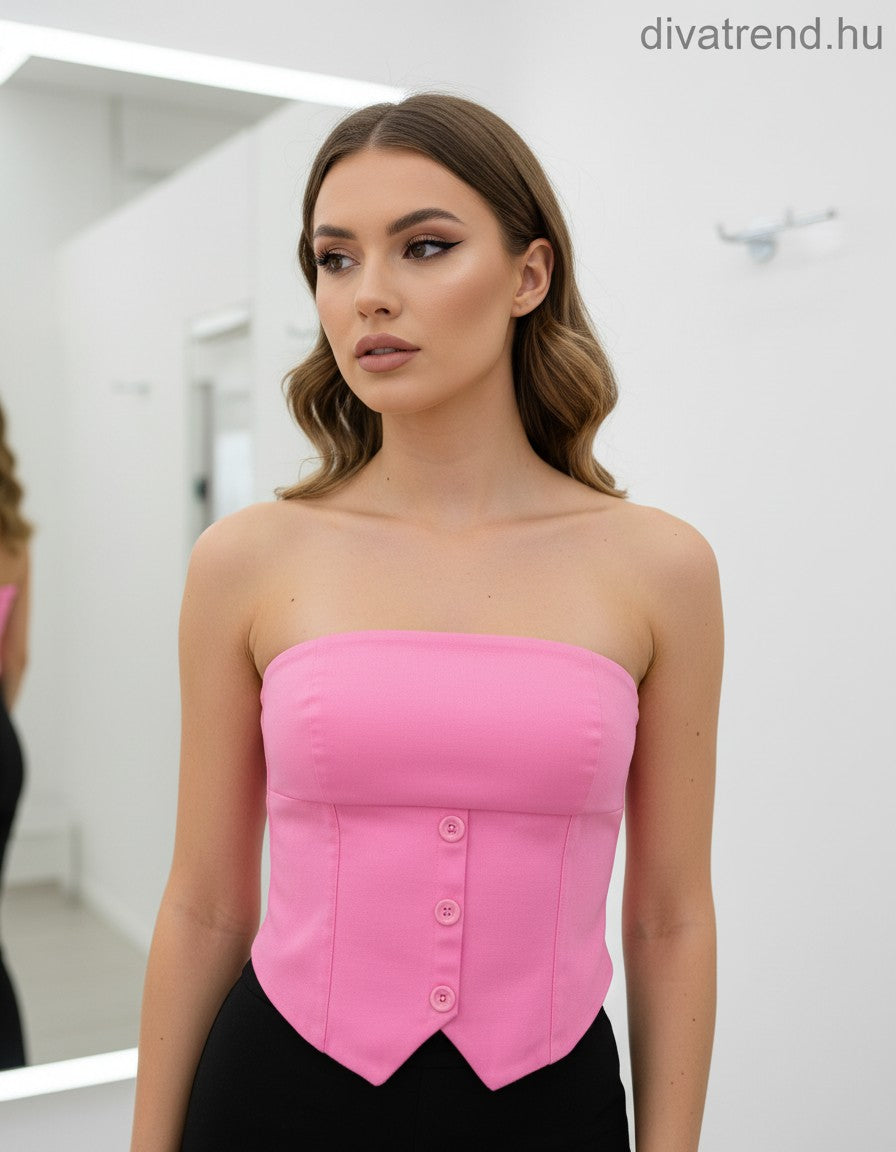 pink pánt nélküli pamut top
