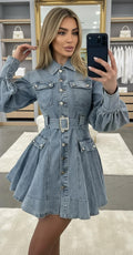 kék mini farmerruha
