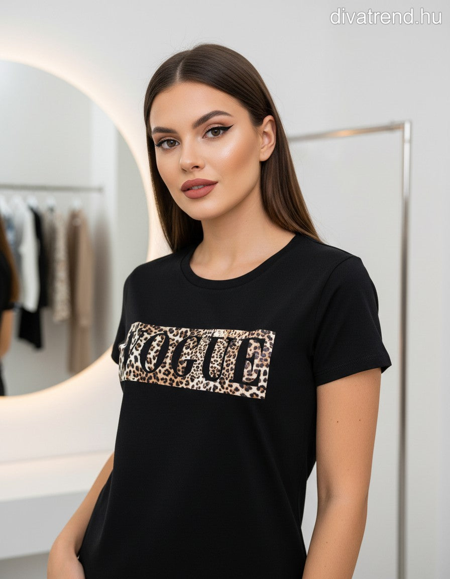 fekete női pamut póló Vogue