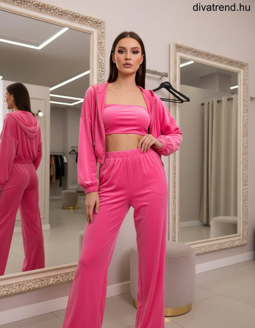 pink női plüss melegítő szett