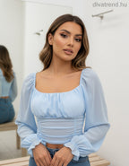 kék sifon crop top
