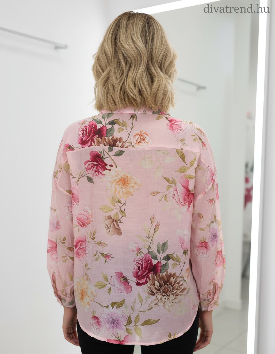 virágmintás tencel ing hátulról