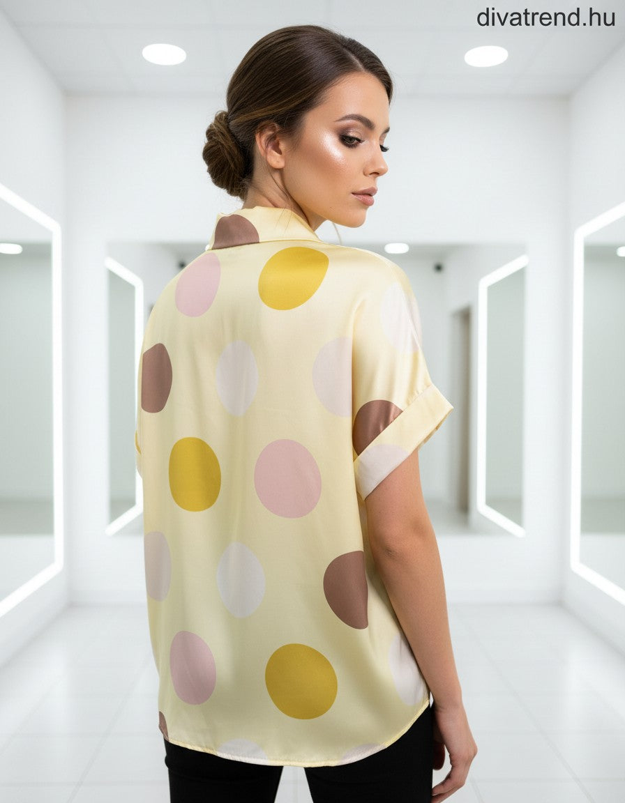 pöttyös női szatén ing hátulról