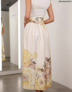 virág mintás szatén maxi szoknya hátulról