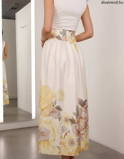 virág mintás szatén maxi szoknya hátulról